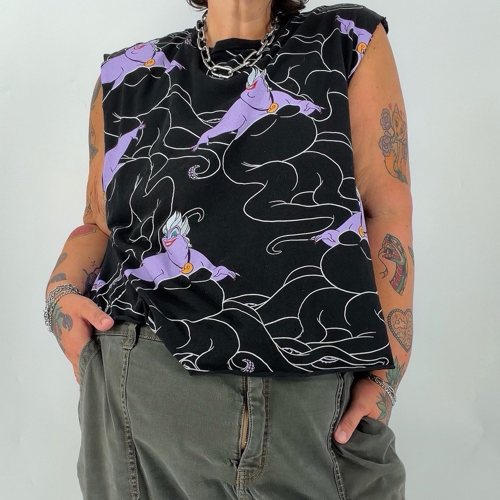 Disney Little Mermaid Ursula muscle tee plus size 2XL cut off shirt villain 90s